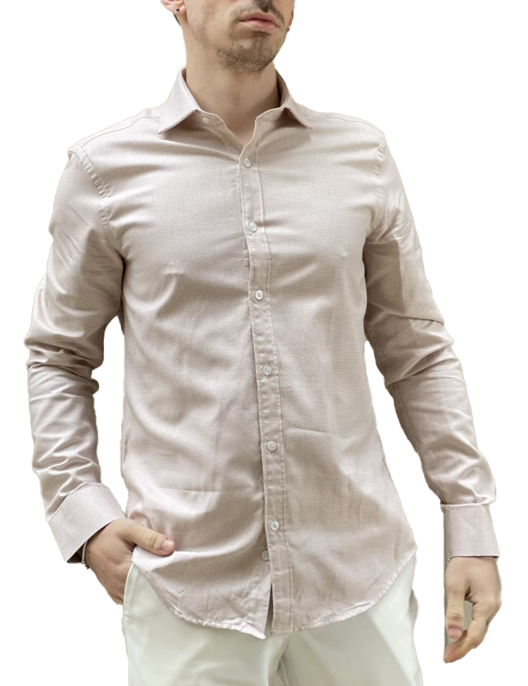 Ανδρικό μπεζ μακρυμάνικο πουκάμισο BR150139B φωτογραφία